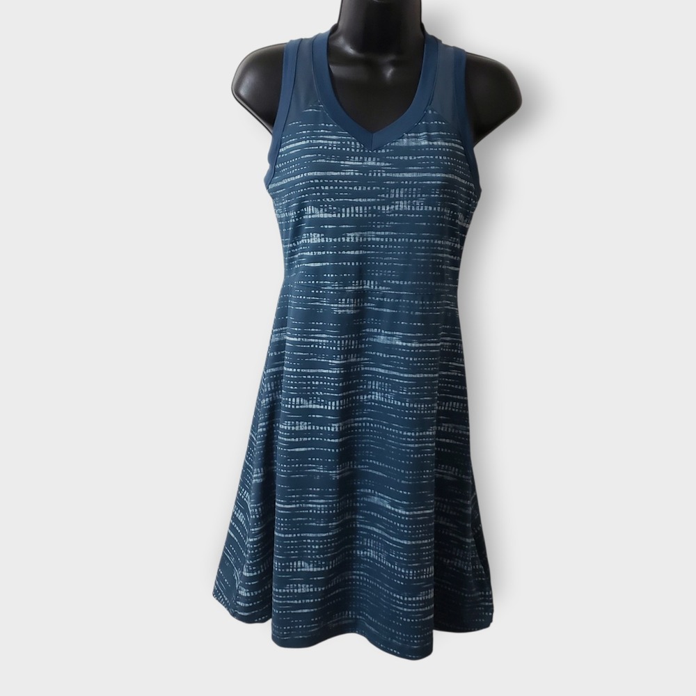 Title Nine XS‎ Sleeveless Athletic Tennis Dress Blue Geometric Print
